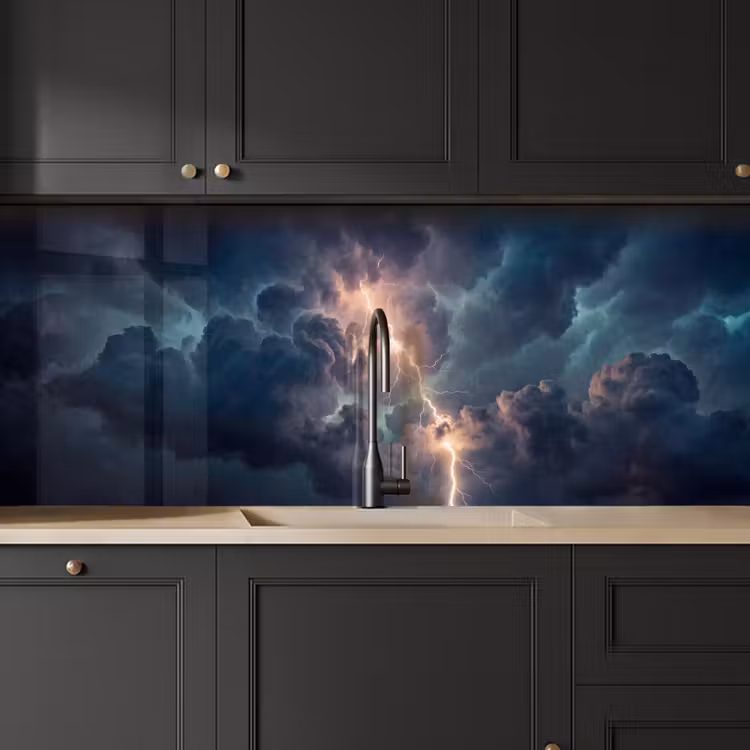 Keuken achterwand - Bliksem - Storm - Natuur - Donker — 6