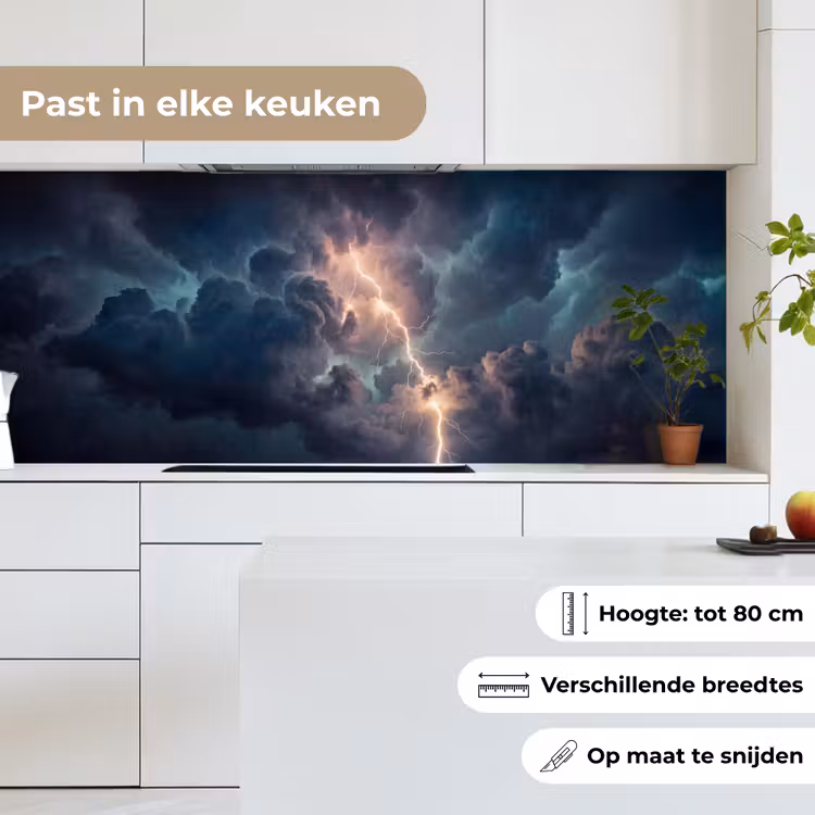 Keuken achterwand - Bliksem - Storm - Natuur - Donker — 7