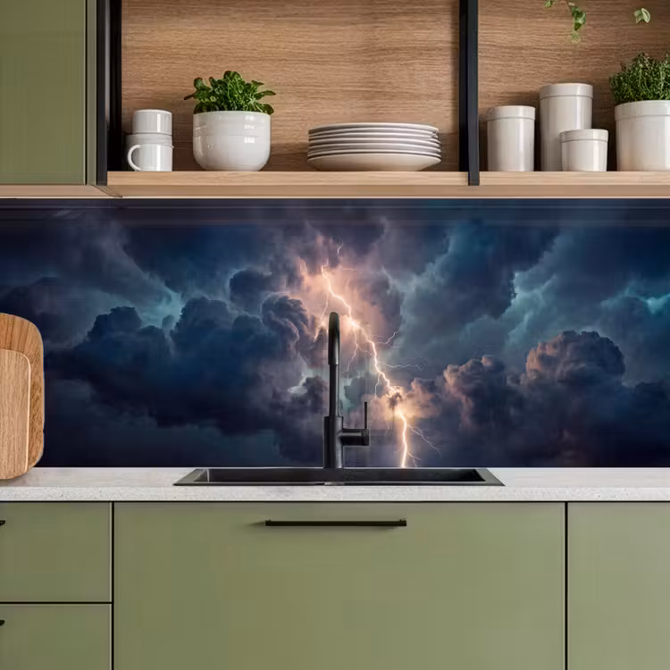 Keuken achterwand - Bliksem - Storm - Natuur - Donker — 8