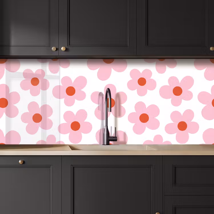Keuken achterwand - Bloemen - Patroon - Modern - Roze - Wit — 6