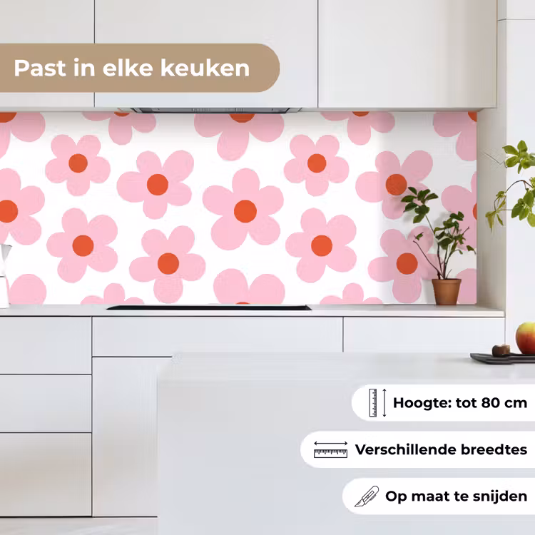 Keuken achterwand - Bloemen - Patroon - Modern - Roze - Wit — 7