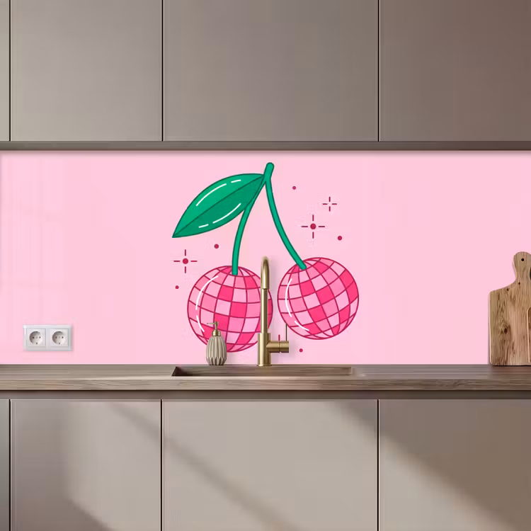 Keuken achterwand - Decoratie - Disco-bal - Feest - Roze — 1