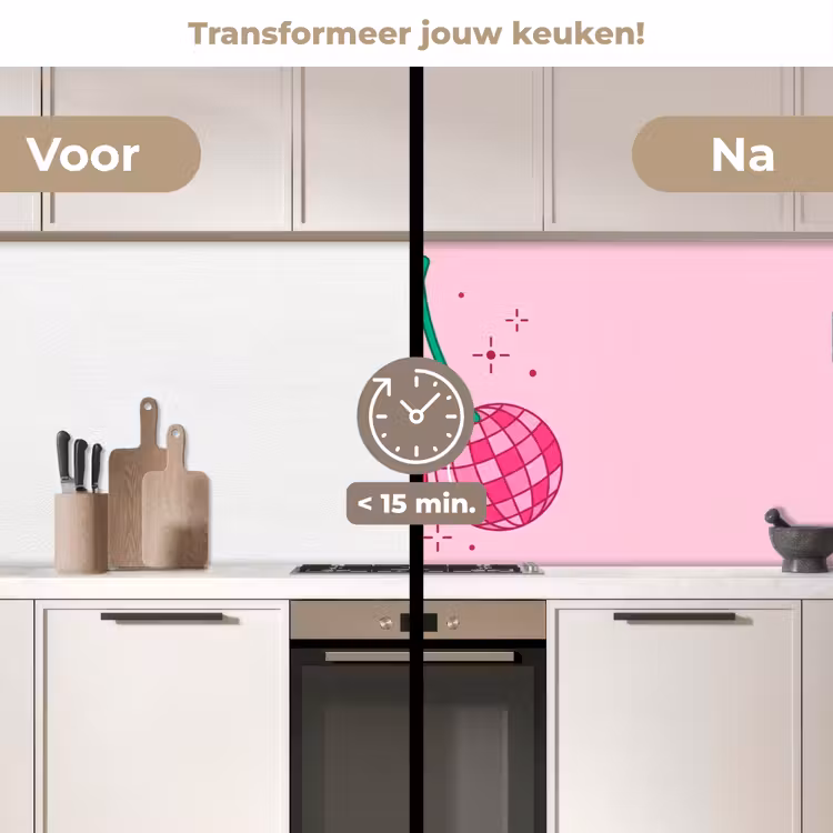 Keuken achterwand - Decoratie - Disco-bal - Feest - Roze — 3
