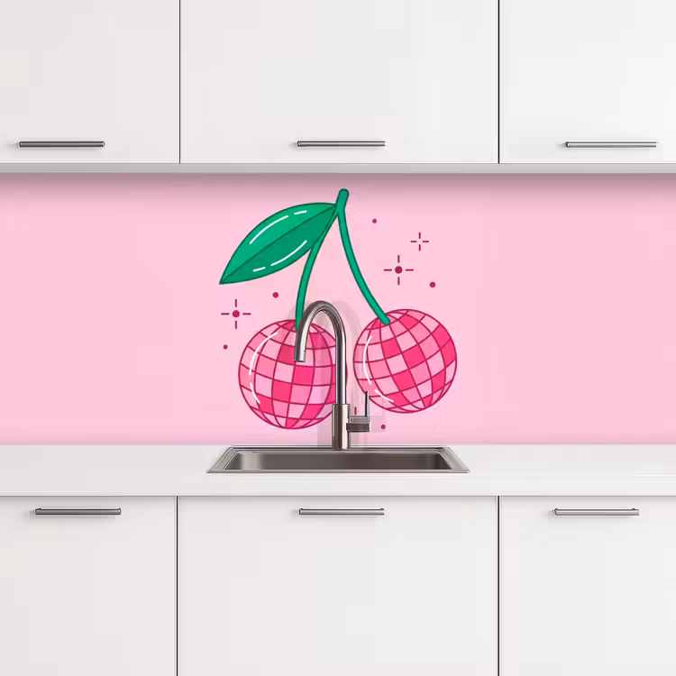 Keuken achterwand - Decoratie - Disco-bal - Feest - Roze — 4