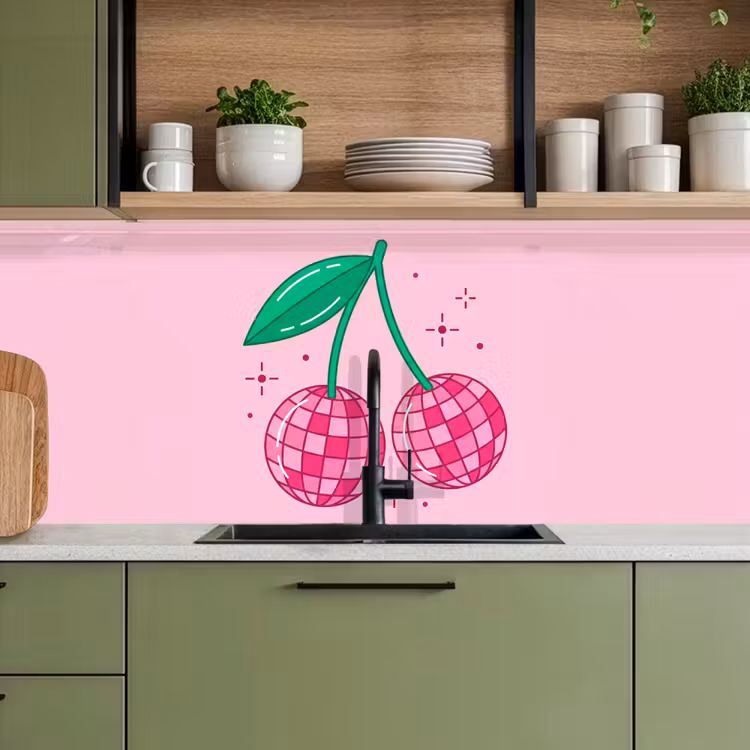 Keuken achterwand - Decoratie - Disco-bal - Feest - Roze — 8