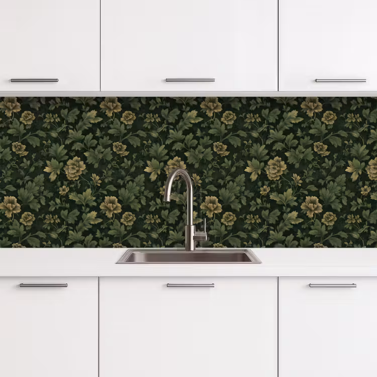 Keuken achterwand - Donker - Groen - Goud - Botanisch — 4