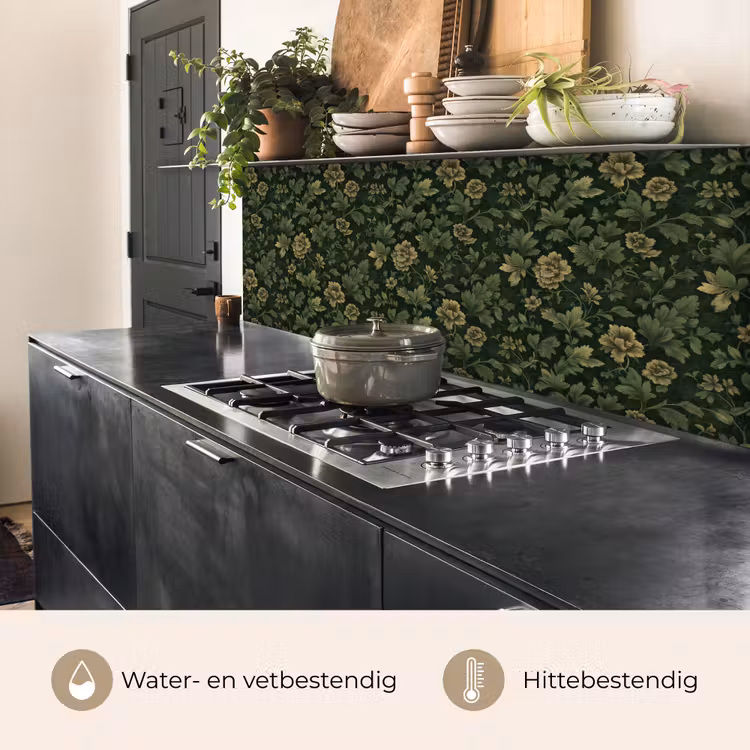 Keuken achterwand - Donker - Groen - Goud - Botanisch — 5