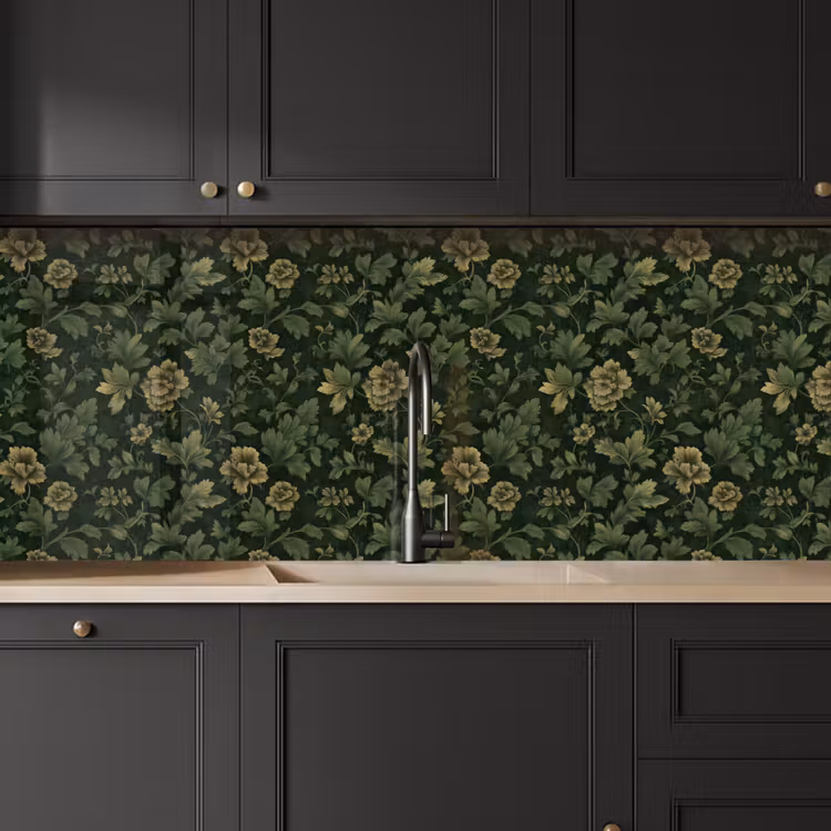 Keuken achterwand - Donker - Groen - Goud - Botanisch — 6