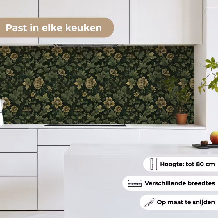Keuken achterwand - Donker - Groen - Goud - Botanisch — 7