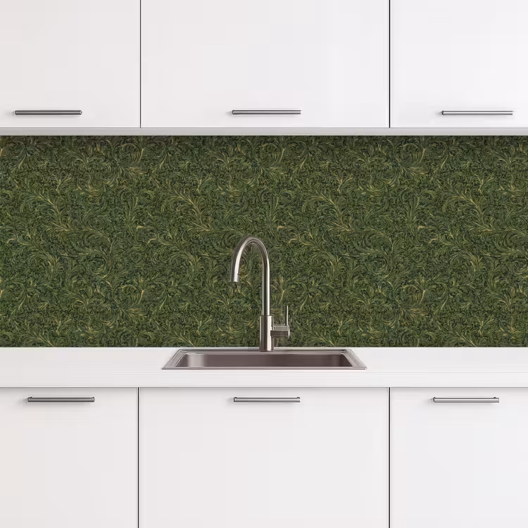 Keuken achterwand - Donker - Groen - Krullend - Botanisch — 4