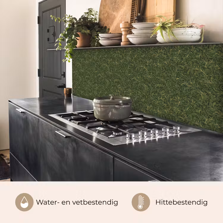 Keuken achterwand - Donker - Groen - Krullend - Botanisch — 5