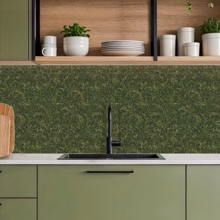 Keuken achterwand - Donker - Groen - Krullend - Botanisch — 8
