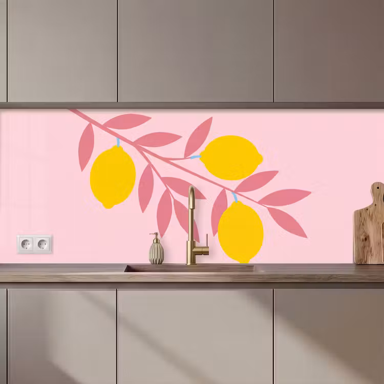 Keuken achterwand - Fruit - Tak - Natuur - Abstract - Roze — 1