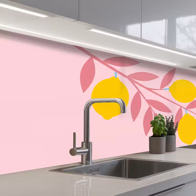 Keuken achterwand - Fruit - Tak - Natuur - Abstract - Roze — 2