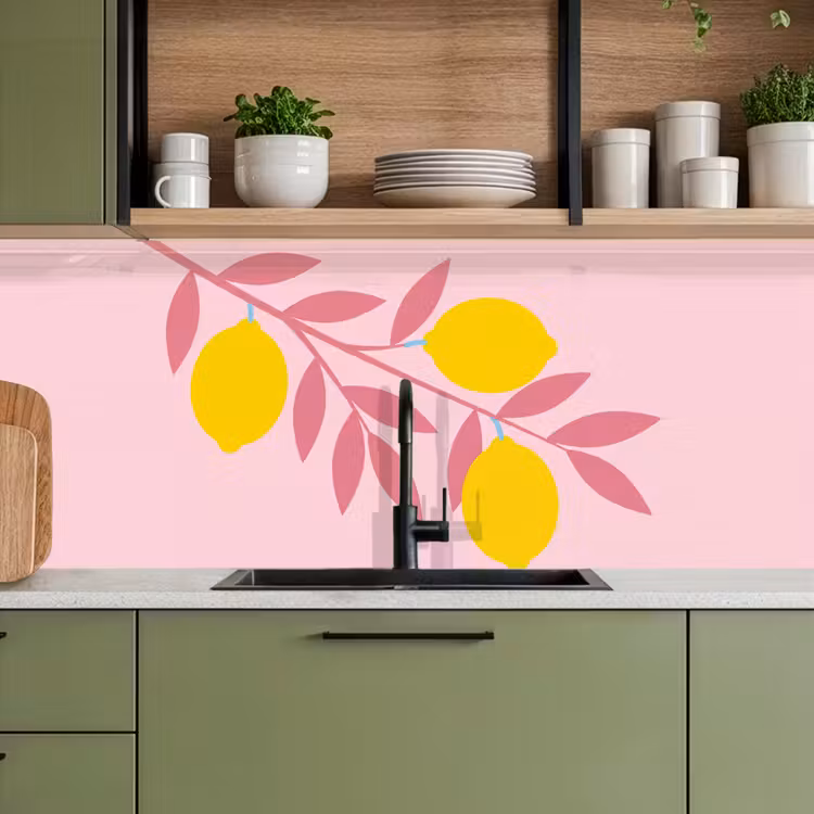 Keuken achterwand - Fruit - Tak - Natuur - Abstract - Roze — 8