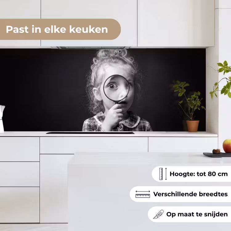 Keuken achterwand - Kind - Vergrootglas - Portret - Zwart-wit — 7