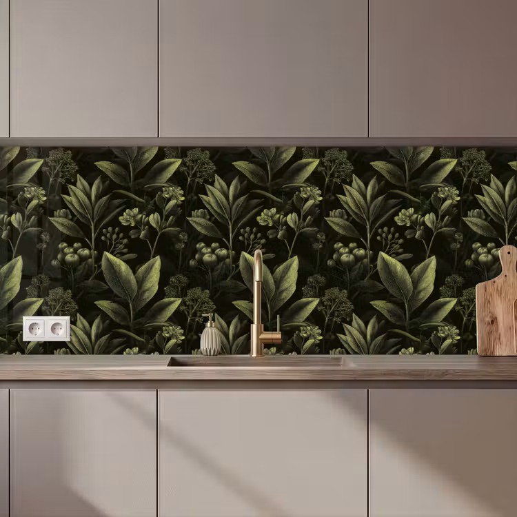 Keuken achterwand - Klassiek - Donker - Botanisch - Planten — 1