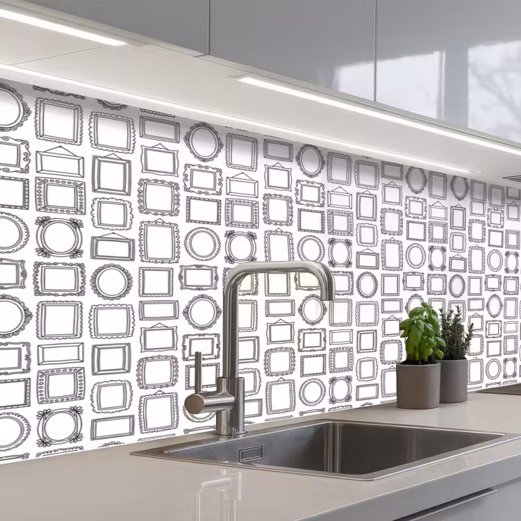 Keuken achterwand - Lijsten - Patroon - Decoratie - Schets - Zwart-wit — 2