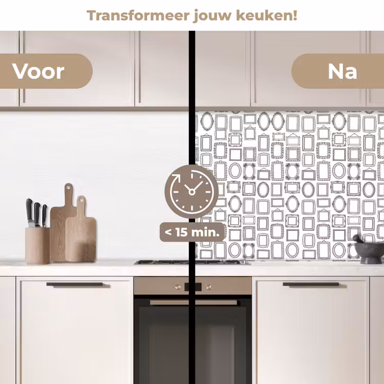 Keuken achterwand - Lijsten - Patroon - Decoratie - Schets - Zwart-wit — 3