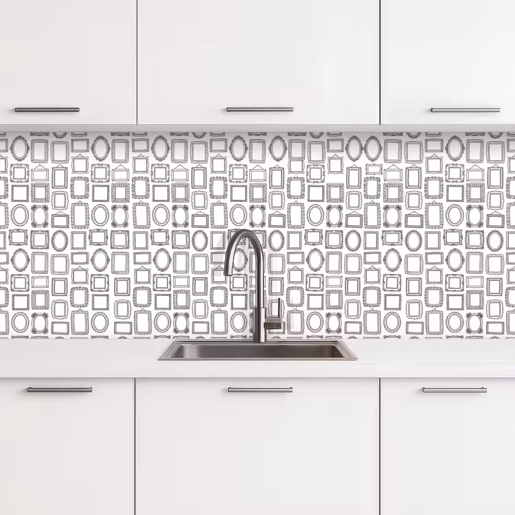 Keuken achterwand - Lijsten - Patroon - Decoratie - Schets - Zwart-wit — 4