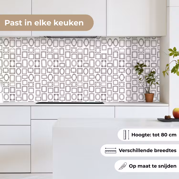 Keuken achterwand - Lijsten - Patroon - Decoratie - Schets - Zwart-wit — 7