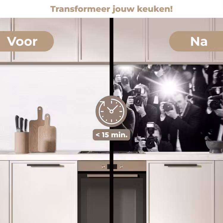 Keuken achterwand - Mensen - Camera - Flitslicht - Zwart-wit - Media — 3