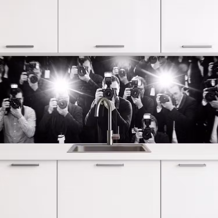 Keuken achterwand - Mensen - Camera - Flitslicht - Zwart-wit - Media — 4