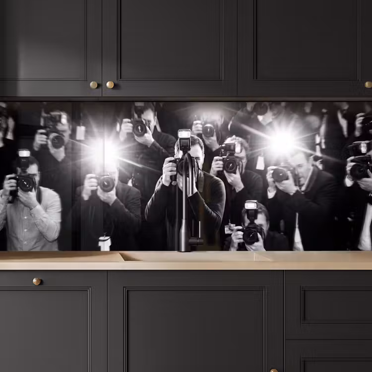 Keuken achterwand - Mensen - Camera - Flitslicht - Zwart-wit - Media — 6