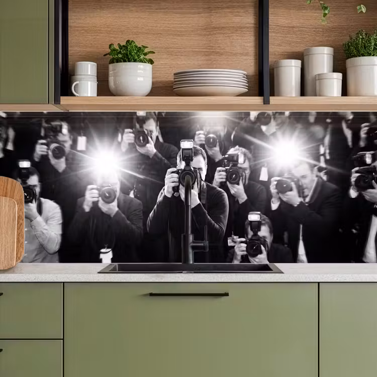 Keuken achterwand - Mensen - Camera - Flitslicht - Zwart-wit - Media — 8