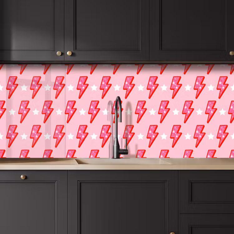 Keuken achterwand - Patroon - Bliksem - Ster - Glitter - Roze — 6