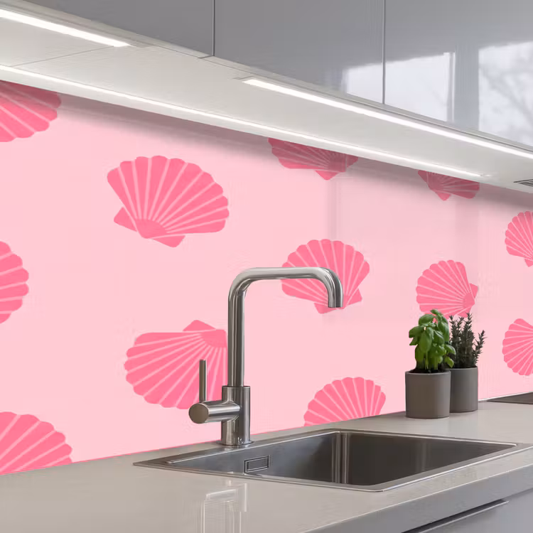 Keuken achterwand - Schelp - Patroon - Zee - Modern - Roze — 2