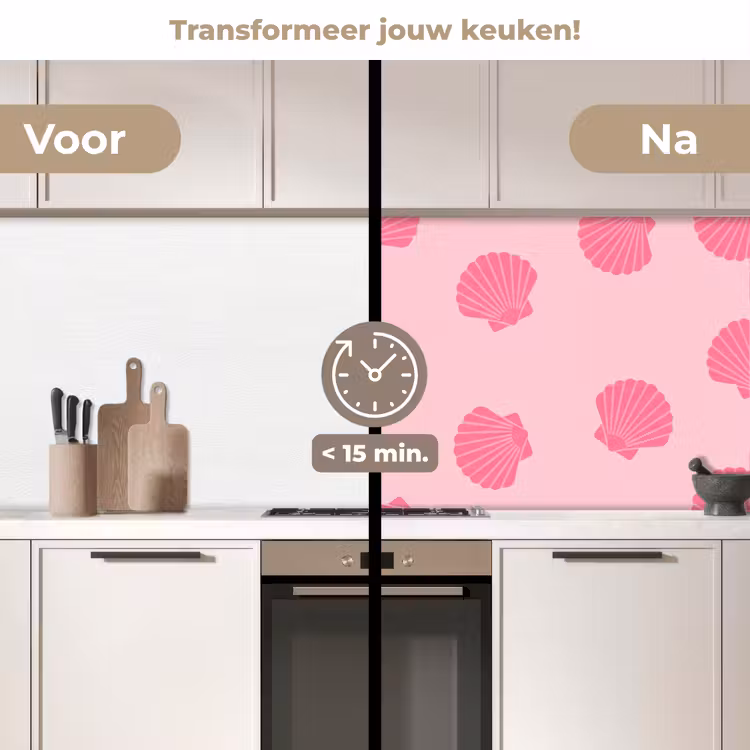 Keuken achterwand - Schelp - Patroon - Zee - Modern - Roze — 3