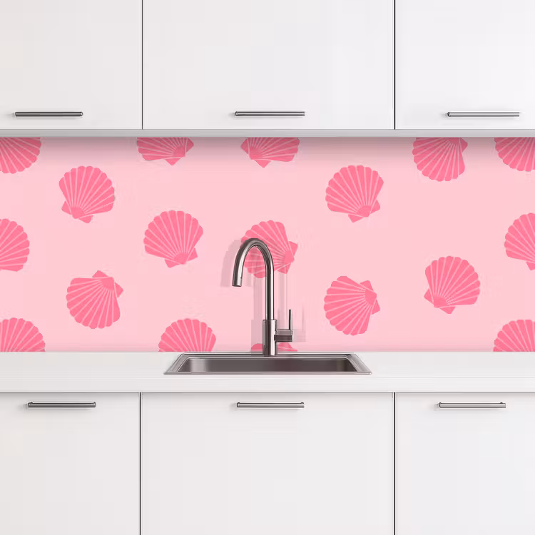 Keuken achterwand - Schelp - Patroon - Zee - Modern - Roze — 4