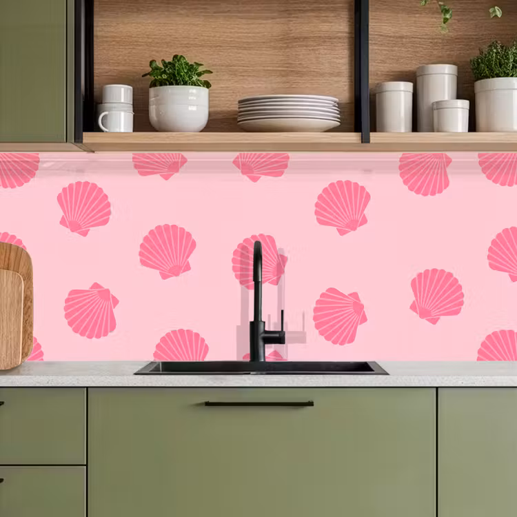 Keuken achterwand - Schelp - Patroon - Zee - Modern - Roze — 8