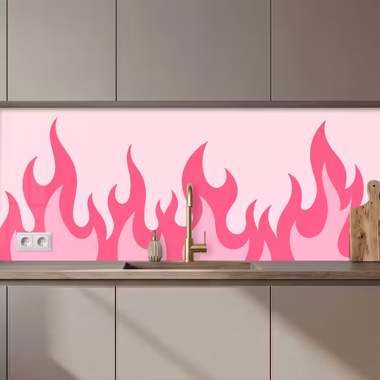 Keuken achterwand - Vlammen - Patroon - Abstract - Modern - Roze — 1