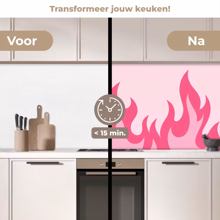Keuken achterwand - Vlammen - Patroon - Abstract - Modern - Roze — 3