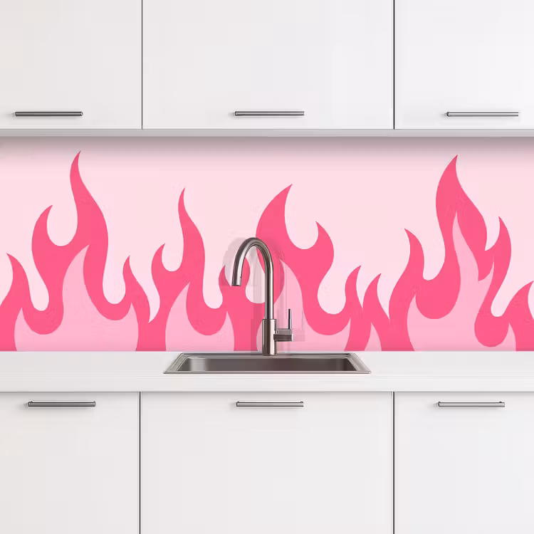 Keuken achterwand - Vlammen - Patroon - Abstract - Modern - Roze — 4