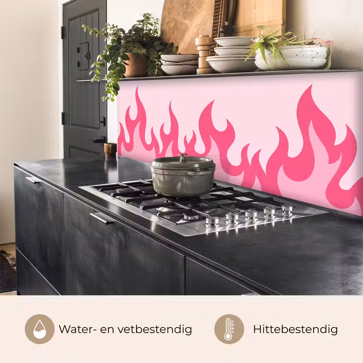 Keuken achterwand - Vlammen - Patroon - Abstract - Modern - Roze — 5
