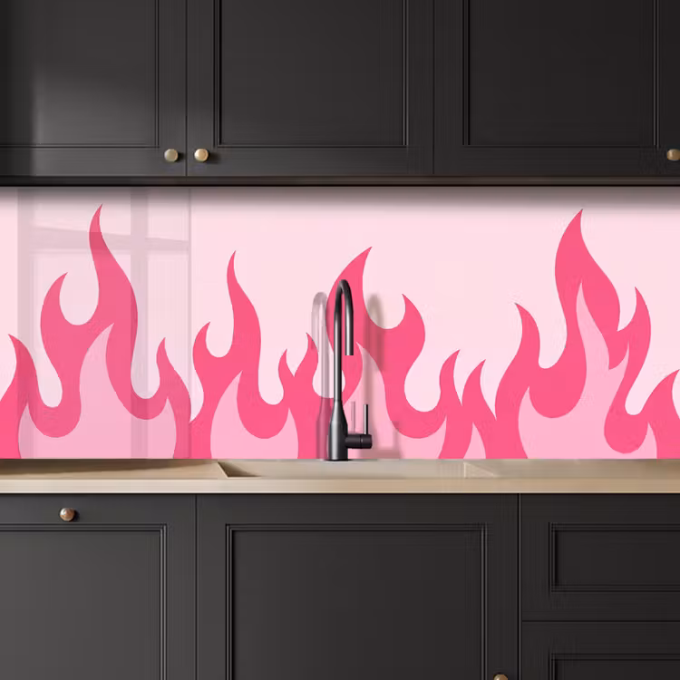 Keuken achterwand - Vlammen - Patroon - Abstract - Modern - Roze — 6