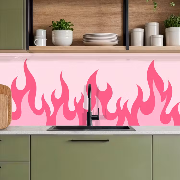 Keuken achterwand - Vlammen - Patroon - Abstract - Modern - Roze — 8