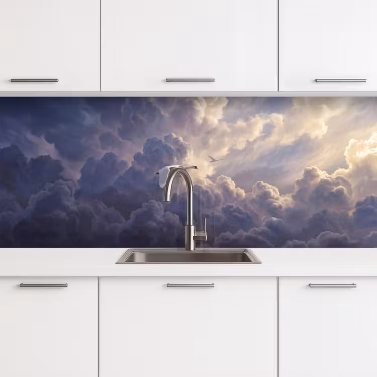 Keuken achterwand - Vogel - Vliegend - Natuur - Wit - Wolken — 4