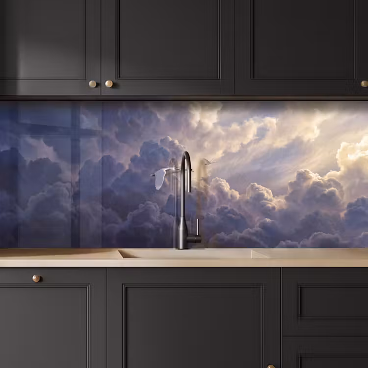 Keuken achterwand - Vogel - Vliegend - Natuur - Wit - Wolken — 6