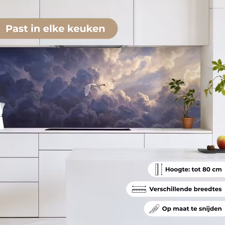Keuken achterwand - Vogel - Vliegend - Natuur - Wit - Wolken — 7