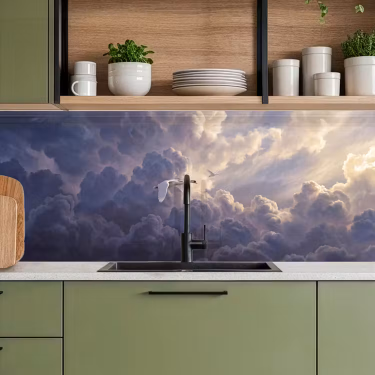 Keuken achterwand - Vogel - Vliegend - Natuur - Wit - Wolken — 8