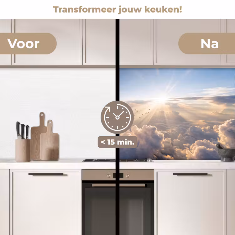 Keuken achterwand - Wolken - Zonnestralen - Natuur - Wit — 3