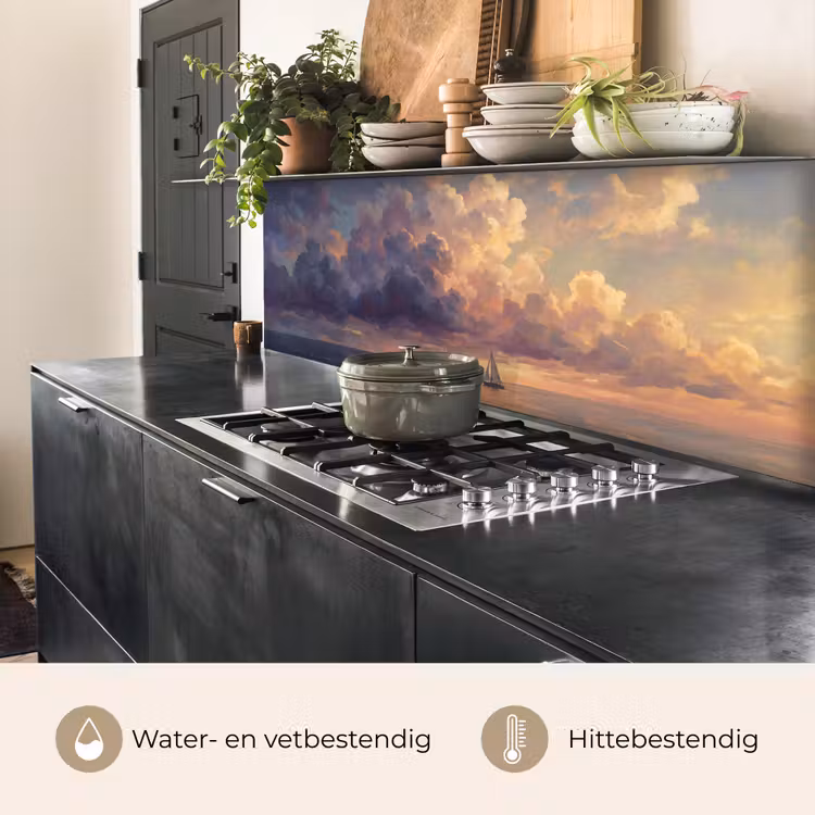 Keuken achterwand - Boot - Zonsondergang - Zee - Natuur - Goud — 5