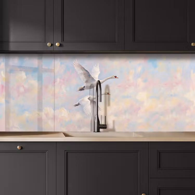 Keuken achterwand - Vogel - Vliegend - Lucht - Modern - Pastel — 6