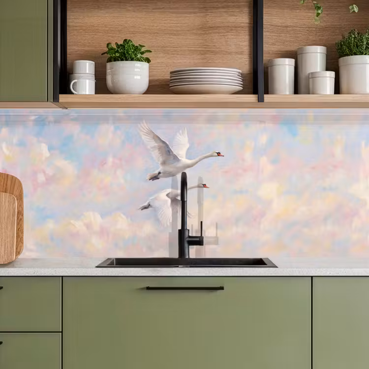 Keuken achterwand - Vogel - Vliegend - Lucht - Modern - Pastel — 8