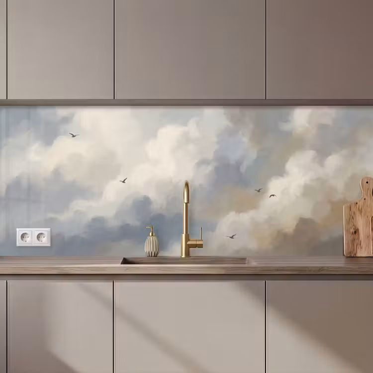 Keuken achterwand - Vogel - Wolken - Natuur - Modern - Grijs — 1