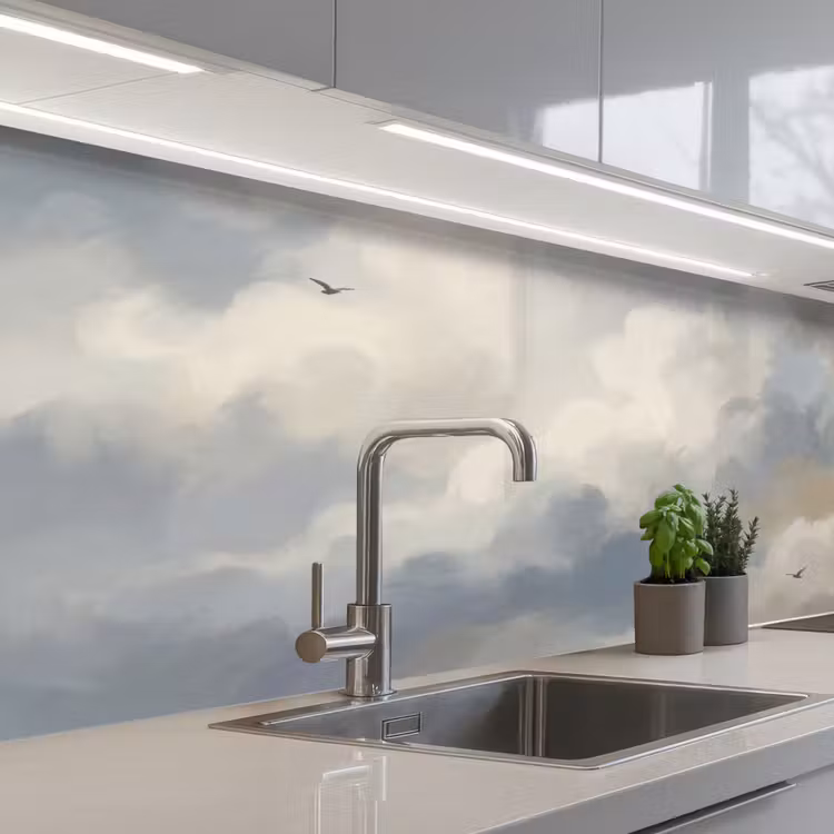 Keuken achterwand - Vogel - Wolken - Natuur - Modern - Grijs — 2
